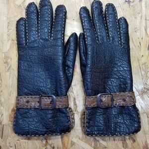 Van Raalte Black Tan Fashion Gloves Womens Ladies Size Large fits Medium Vintage